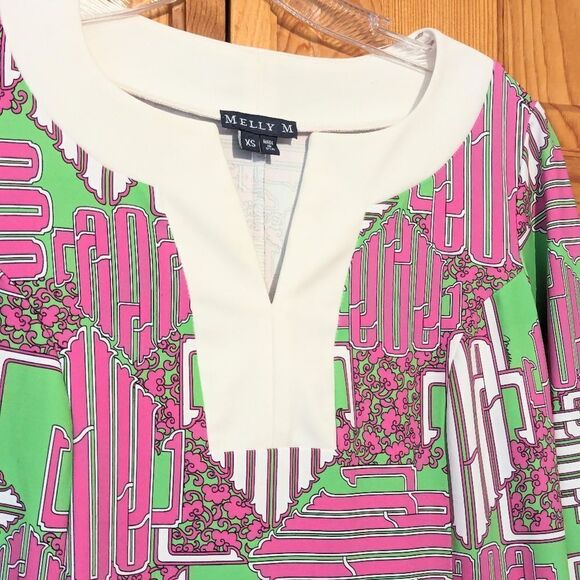 Melly M Dresses & Skirts - Tunic Dress Pink Green Sleeveless XS Resort Wear